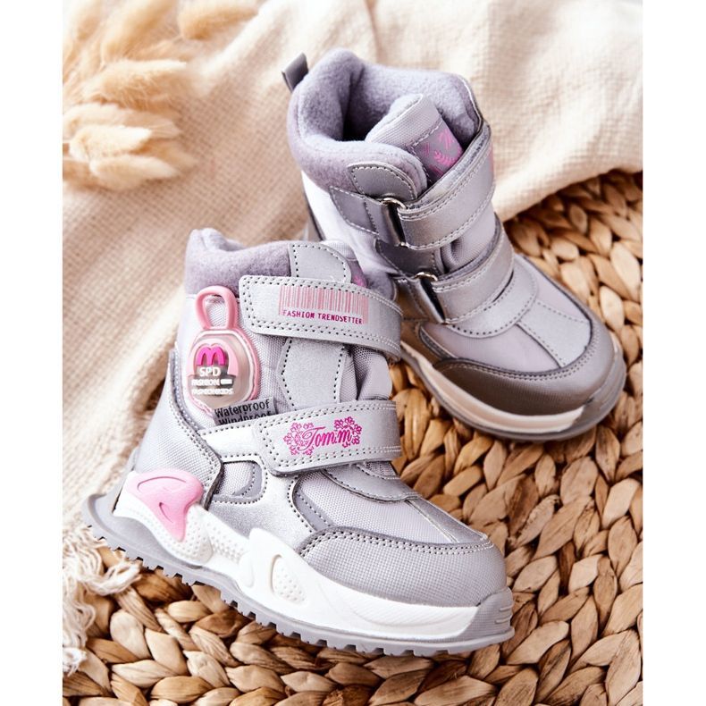 PJ2 Dětské zateplené boty do sněhu Boty Silver Nemi stříbrný 2