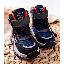PJ2 Teplé boty se suchým zipem, námořní modrošedý Darel černá námořnická modrá oranžový 5