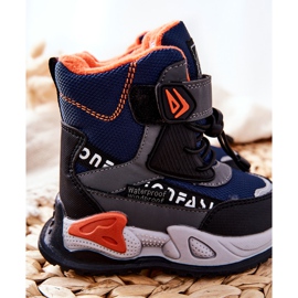 PJ2 Teplé boty se suchým zipem, námořní modrošedý Darel černá námořnická modrá oranžový 6