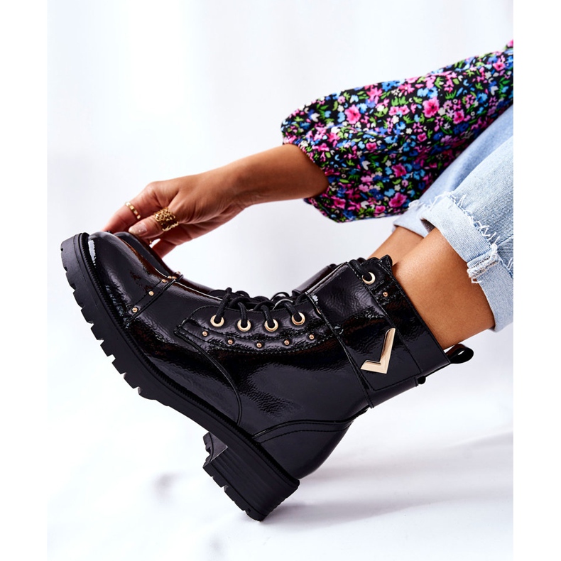 PG1 Teplé lakované černé boty Colira černý 2