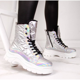 Sněhule na platformě Vinceza W JAN47B Silver holo stříbrný 1