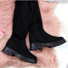 Černé boty na platformě Navy Dot W WOL12 černý 2