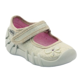 Dívčí pantofle Zlatá mašlička Befado zlatý 1