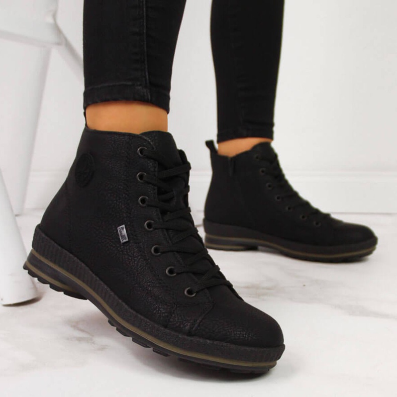 Rieker W Z2400 černé pohodlné turistické boty černá 1