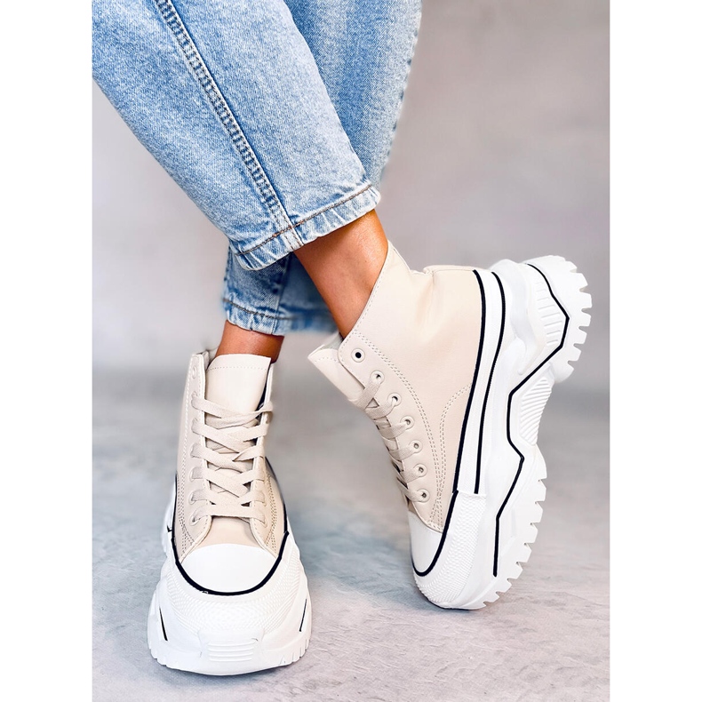 Tenisky na vysoké podrážce Corbel Beige béžový 1