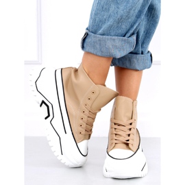Tenisky s vysokou podrážkou Corbel Khaki béžový 2 Tenisky s vysokou podrážkou Corbel Khaki béžový 2