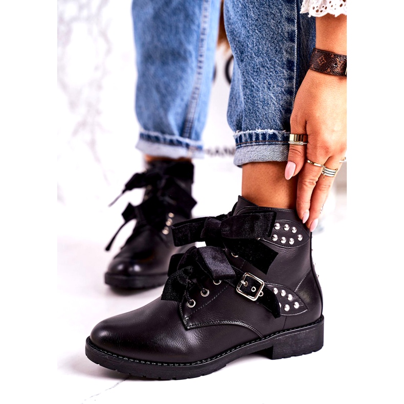 SEA Dámské teplé boty se sponami a stuhou černé speciál černá 1