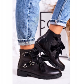 SEA Dámské teplé boty se sponami a stuhou černé speciál černá 4