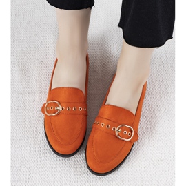 Oranžové mokasíny se zlatou dekorací Verreau oranžový 1 Oranžové mokasíny se zlatou dekorací Verreau oranžový 1