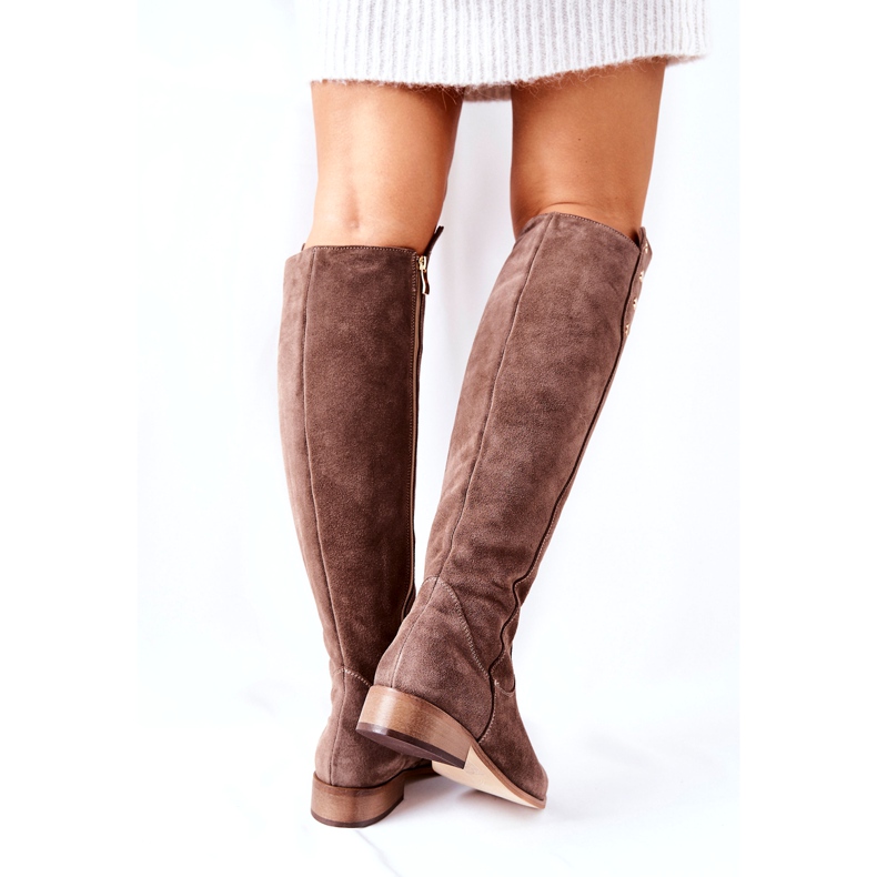 Lewski Shoes Semišové kožené boty Earth Velur 2840 béžový 4