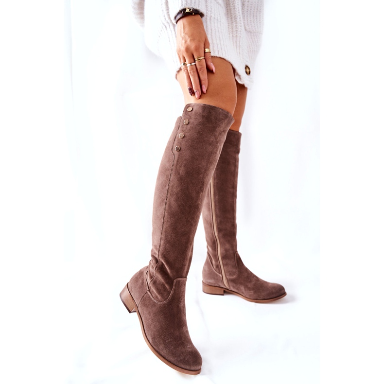 Lewski Shoes Semišové kožené boty Earth Velur 2840 béžový 5