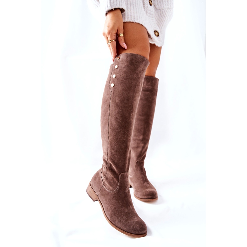 Lewski Shoes Semišové kožené boty Earth Velur 2840 béžový 6