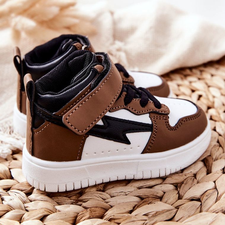 FR1 Dětské vysoké sportovní boty, bílá a hnědá Bartnie bílý hnědý černá 2