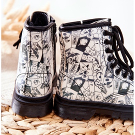 FR1 Dětské černé a bílé teplé boty Dexie se zipem bílý černý 2