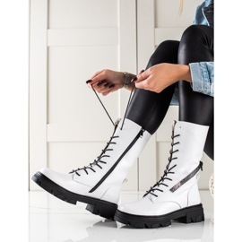 Boty s ozdobným zipem od Sergio Leone bílý 2