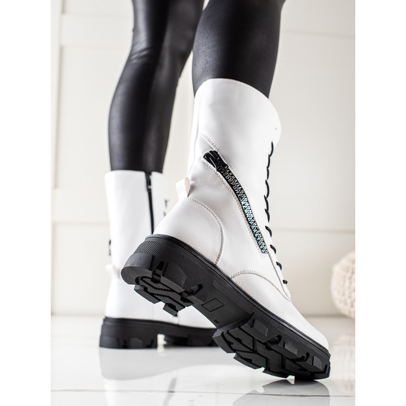 Boty s ozdobným zipem od Sergio Leone bílý 1