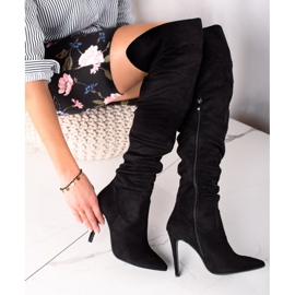 TRENDI Sexy kozačky na vysokém podpatku černá 2