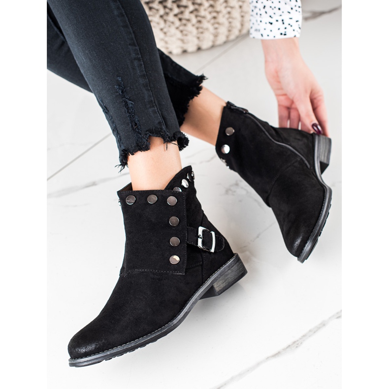 W. Potocki Semišové kozačky s ornamenty Potocki černá 1