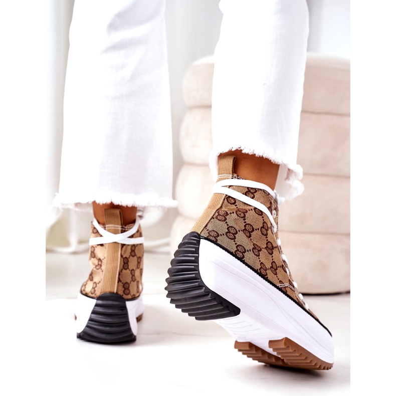 FJ1 Logované tenisky na platformě Electric Love Brown bílý hnědý 2