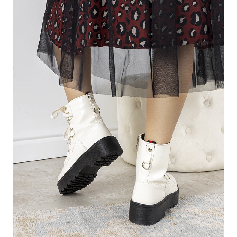 Bílé boty na vysoké podrážce Orane bílý ecru 2