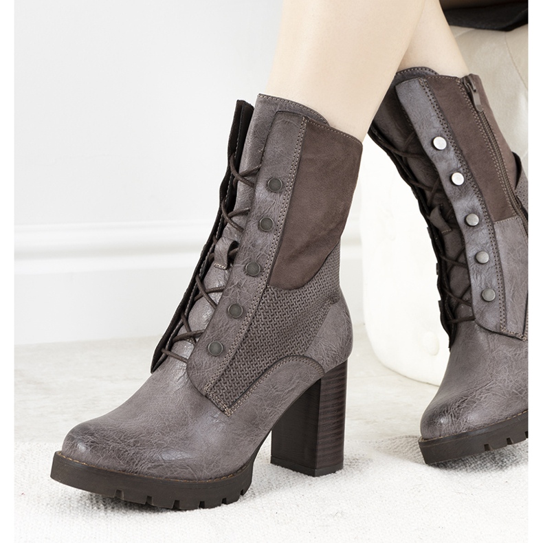 Hnědé kotníkové boty na sloupku Alvarado hnědý šedá 1