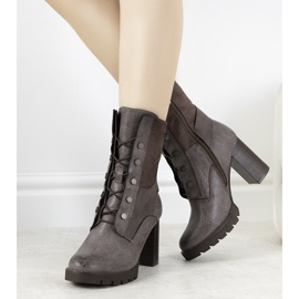 Hnědé kotníkové boty na sloupku Alvarado hnědý šedá 2