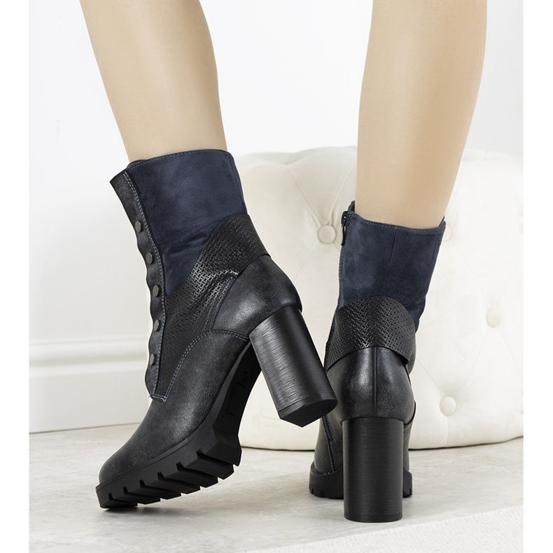 Tmavě modré kotníkové boty na sloupku Alvarado béžový námořnická modrá 2