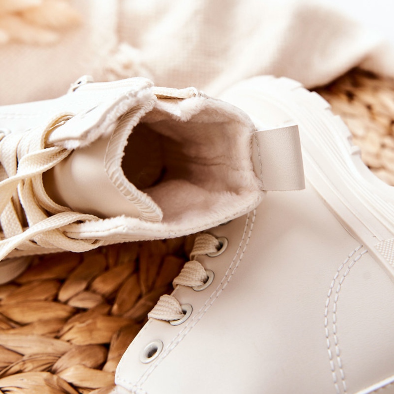 FR1 Dětské kožené teplé tenisky světle béžové Bomi béžový 1