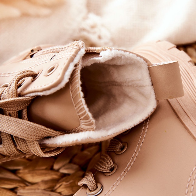 FR1 Dětské kožené teplé tenisky béžové Bomi béžový 1