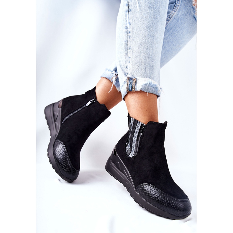 PE1 Černé semišové klínové boty Manakel černá 2