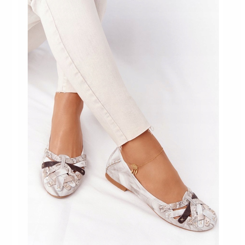 Dámské kožené balerínky Maciejka 01358-44 Dirty Beige béžový 4