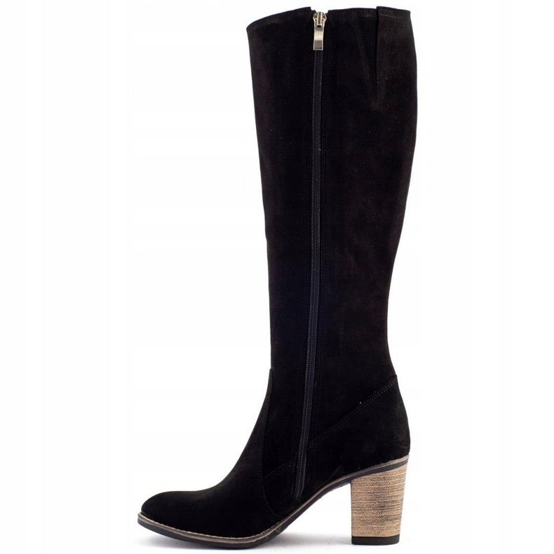 Olivier Černé dámské zateplené kozačky na sloupku černá 1