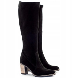 Olivier Černé dámské zateplené kozačky na sloupku černá 2