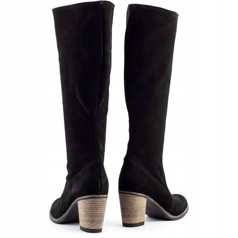 Olivier Černé dámské zateplené kozačky na sloupku černá 3