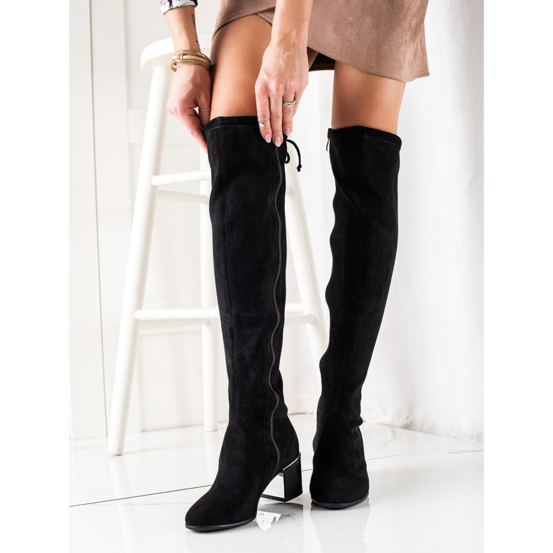 Goodin Stylové kozačky na vysokém podpatku černá 1 Goodin Stylové kozačky na vysokém podpatku černá 1