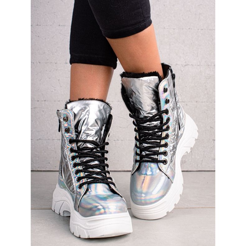 Stříbrné boty na platformě VINCEZA stříbrný 1