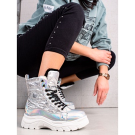 Stříbrné boty na platformě VINCEZA stříbrný 2