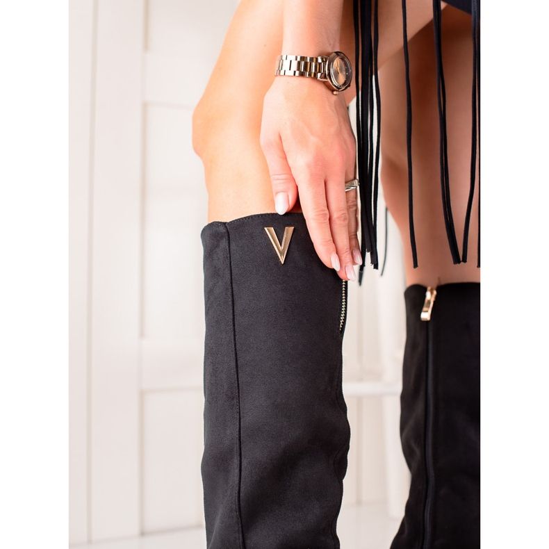 TRENDI Elegantní semišové boty černý 1