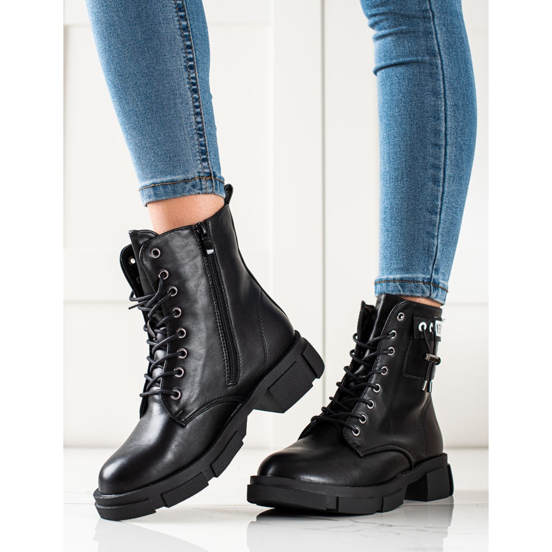 Goodin Černé šněrovací tašky s ornamentem černý 2