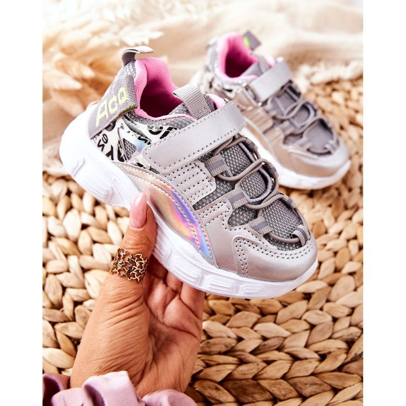 PJ2 Dětská sportovní obuv se suchým zipem Silver Vibo stříbrný 1