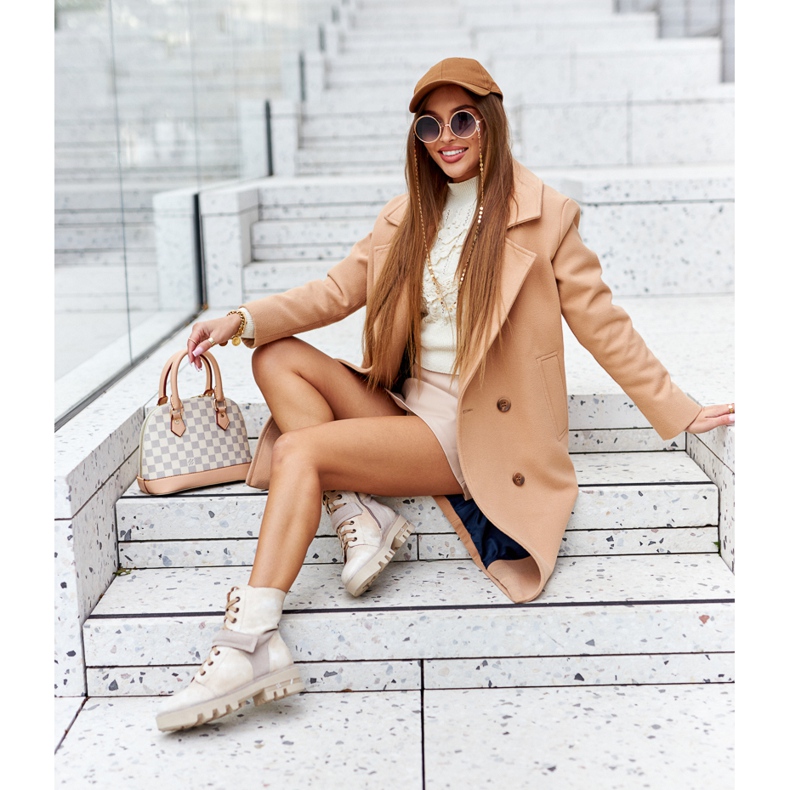 Béžové kožené boty Maciejka 05219-04 béžový 2