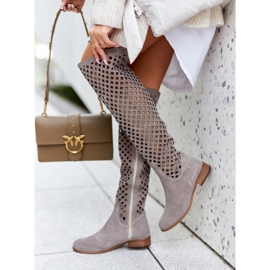 PA2 Semišové boty s prolamovaným vzorem světle hnědé pointe hnědý 2