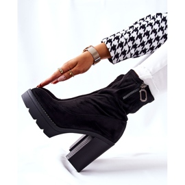 PG1 Černé semišové boty Marlevo na sloupku černá 2