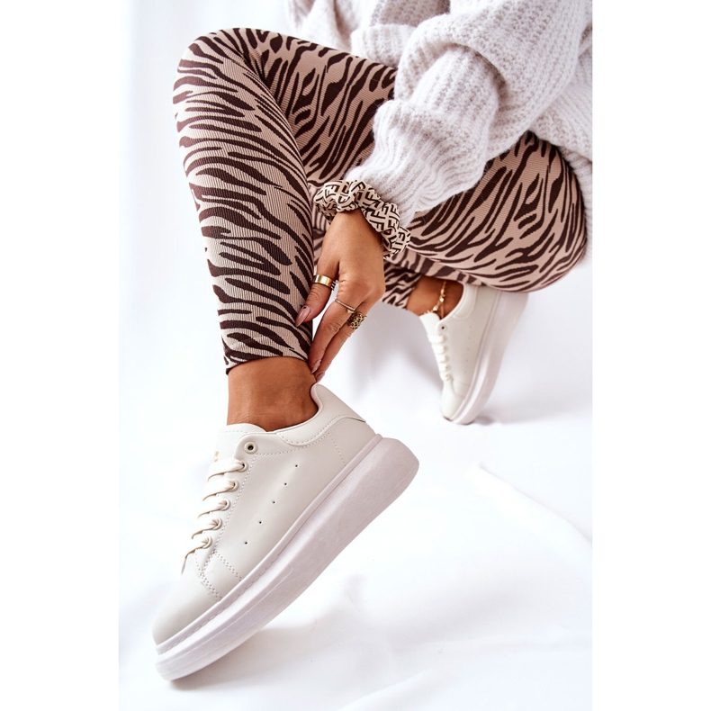 Kožené sportovní boty na béžové platformě Lemmy béžový 2