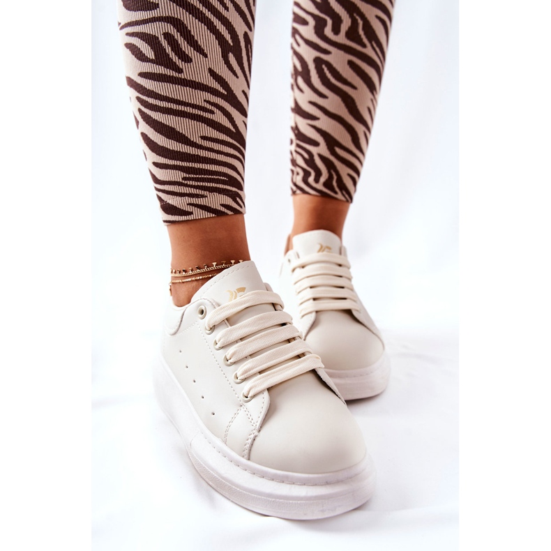 Kožené sportovní boty na béžové platformě Lemmy béžový 1