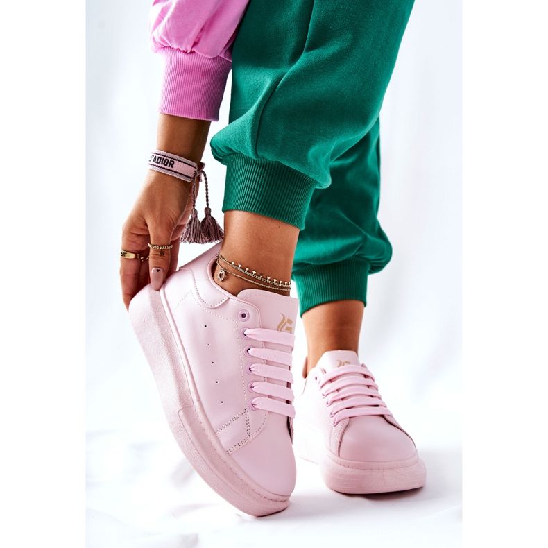 Kožené sportovní boty na platformě Pink Lemmy růžový 2