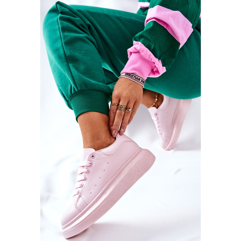 Kožené sportovní boty na platformě Pink Lemmy růžový 1