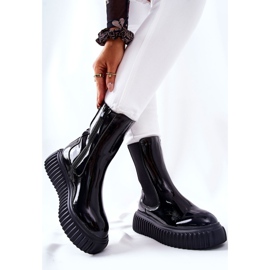 PS1 Vysoké lakované boty na platformě Black Sereia černá 2