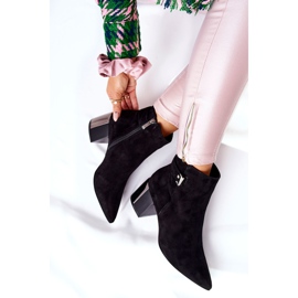 Kožené kozačky na sloupku Laura Messi černé 2354 černá 2