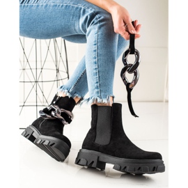 Semišové kozačky na platformě S. Barski černý 1